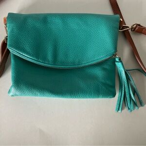 Valentina Teal Crossbody Bag with Tassel Charm teal